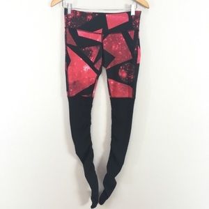Alo Yoga Goddess Leggings Ribbed‎ Red Black Women’s Size XS